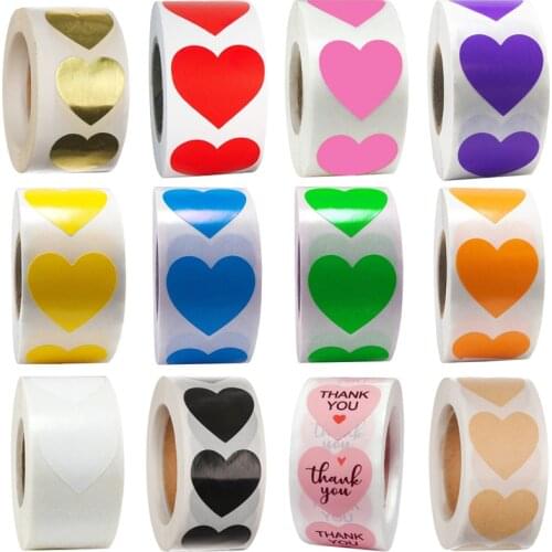 Heart Stickers Gift Packaging Seal Labels Gold Black Blue Purple Pink Red White Wedding Birthday Party Stationery Supplies