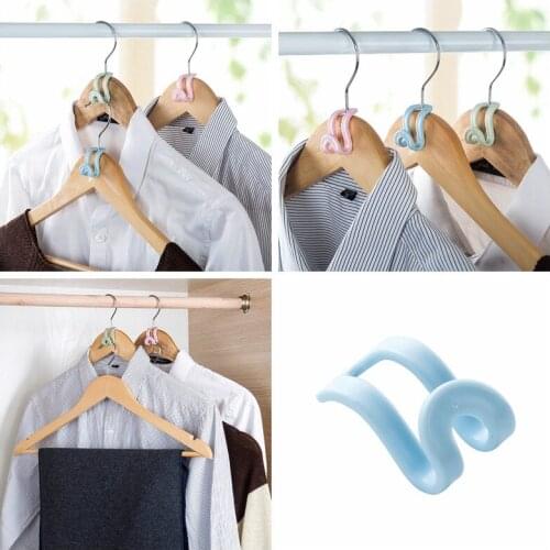 5PCS Plastic Stable Hanger Rack Connector Cascading Clothing Hanger Hooks Space-Saving Closet Storage Organizers