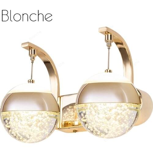 Modern Bubble Crystal Ball Wall Lamp Gold Sliver Led Wall Lights for Bedroom Bathroom Corridor Stairs Home Decor Wall Sconces