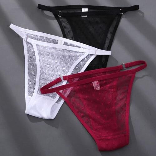 1pcs Women Lace Mesh Briefs Sexy Transparent Underwear Low Waist Panties Lady Thongs M-2XL Girls Intimates Lingerie G-String