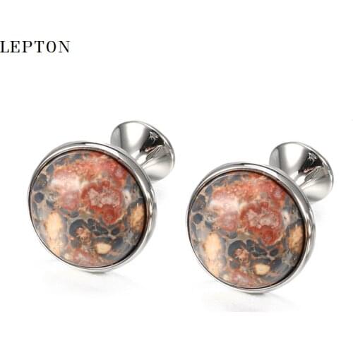 Hot Sale Leopard stone Cufflinks for Mens Low-key Luxury LeopardStone Cufflinks Lepton Mens Shirt Cuff links Relojes gemelos
