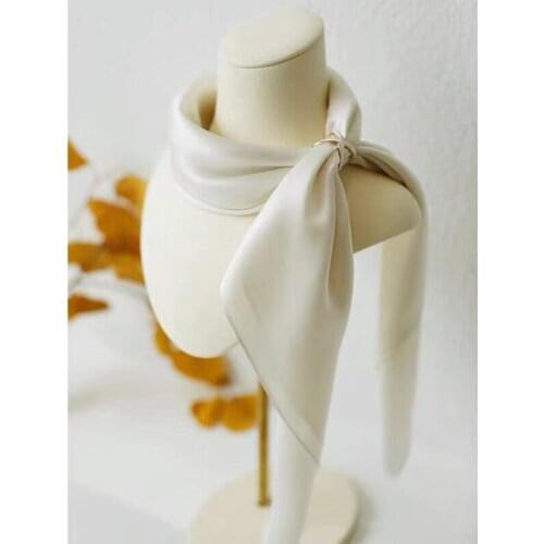 Luna&Dolphin Women Natural Silk Square Scarf 70x70cm Solid Color Headbands Bandana Bag Ribboon Neckerchief High Quality Hijab