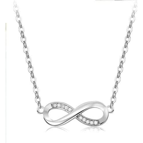 Tiny Trendy Cubic Zircon Letter 8 Infinity Pendant Necklace Luxury Crystal Gold chain Necklaces For Women Fashion Jewelry 2020