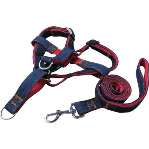 1.2M Long Denim Nylon Rope Dog Leash Jean Puppy Dog Collar Harness Dog Walking Leash Sets Pet Products Accessories