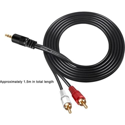 1.5M 3.5MM Male Jack to AV 2 RCA Male Stereo Music Audio Cable Cord AUX for Mp3 Pod Phone TV Sound Speakers