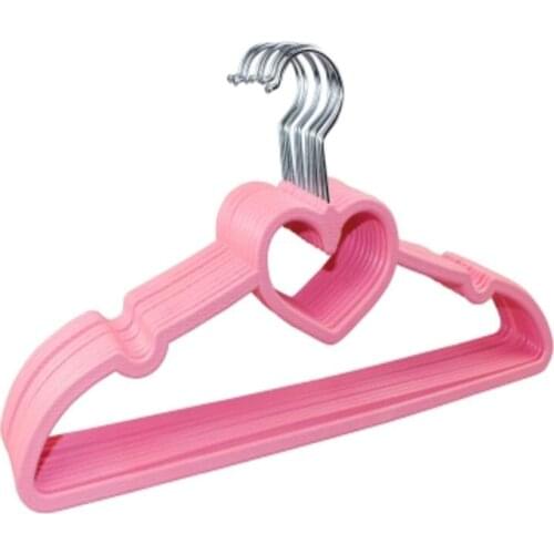 10pcs/lot 39cm pink girl heart-shaped bow-knot plastic hangers love creative anti-slip clothes hangers