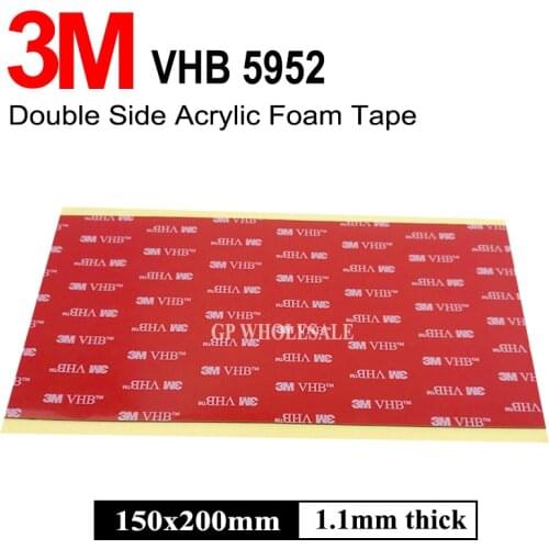 1000pcs/lot 20cmx15cmx1.1mm 3M VHB 5952 Heavy Duty Double Sided Adhesive Acrylic Foam Tape Black