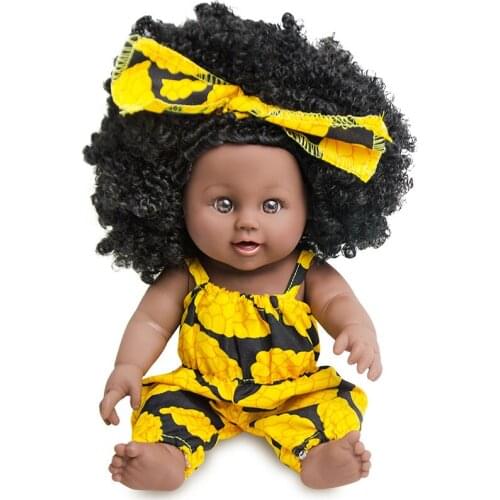 12”African Doll Movable Joint Toy Christmas Best Gift For Baby Girls 30cm Black Toy Mini Cute Explosive hairstyle Doll Children