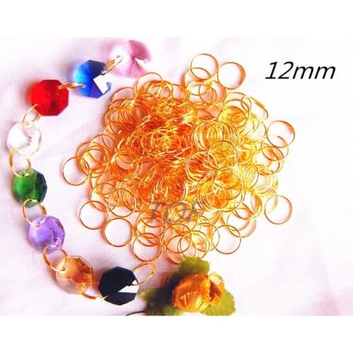 12mm Gold Stainless Steel Rings Octagon Beads Lamp Connectors Components,500pc/lot