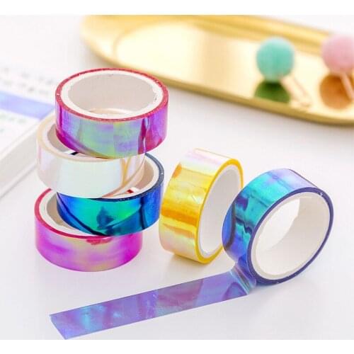 200 Creative Glitter Rainbow Laser Paper Tape Stationery Scrapbooking Decorative Adhesive Tapes DIY Masking Tape School Supplies