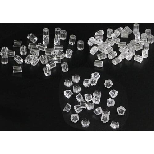200pcs/lot Clear Rubber Flower Earring Back Silicone Ear Plug Blocked Caps Earrings Back Stoppers For DIY Jewelry Accessories