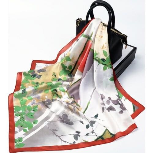 2021 Summer Ladies Square Scarf 53*53cm Fashion Printed Silk Scarf Professional Small Scarves Hair Band Handkerchief Shawls R27