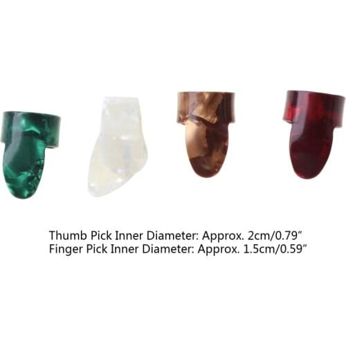 4pcs/set New Plastic 1 Thumb + 3 Finger Nail Guitar Picks Plectrums Set W8EE