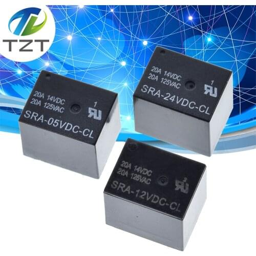 50PCS Power relays SRA-05VDC-CL SRA-12VDC-CL SRA-24VDC-CL 5V 12V 24V 20A 5PIN T74 5PIN CMA51 HFKW DC Mini Power Relay