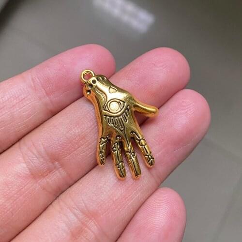 6pcs/Lot--31x20mm,Hamsa Hand Pendants Antique Gold Plated Hand Eye Charms DIY Supplies Jewelry Making Finding Accessories