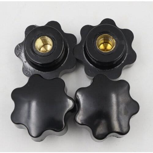 5PCS M4/5/6/M8/M10/M12/16 Bakelite Lathe 7 Star Shape Knob Blind Hole Brass Female Thread Nut Clamping Knob Handles