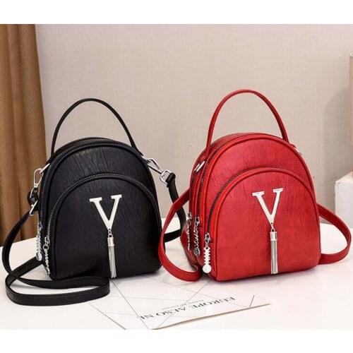 Free shipping fashion small pu leather backpack womens casual style tassels shoulder bags girls handbag Cosmetic Bag