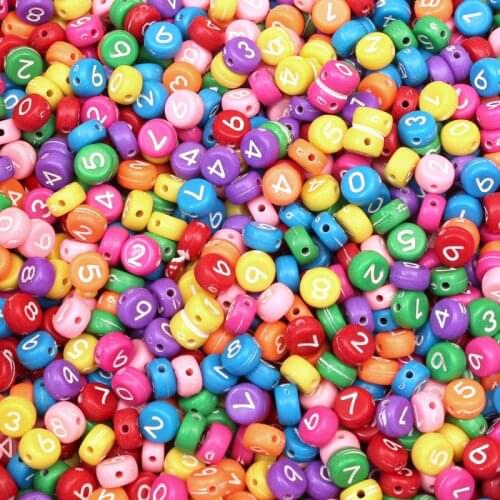 200Pcs 7mm Round Mixed Multiple Color Numeral Bead Acrylic Beads Handcarft Jewelry Making DIY Bracelet Necklace Jewelry Finding