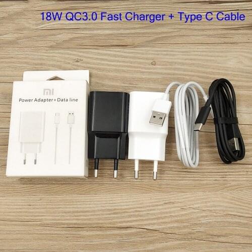Xiaomi Redmi Note 8 Pro 8T 9T Fast Charger QC3.0 18W Quick Charge Adapter Type C Cable For Mi 8 6 5 A3 Lite CC9 Pro Redmi Note 7