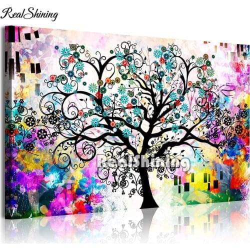 Full Square Round Drill 5D DIY Diamond Painting Abstract Colorful Life Tree Embroidery Cross Stitch Mosaic Diamond 3 Colors T77