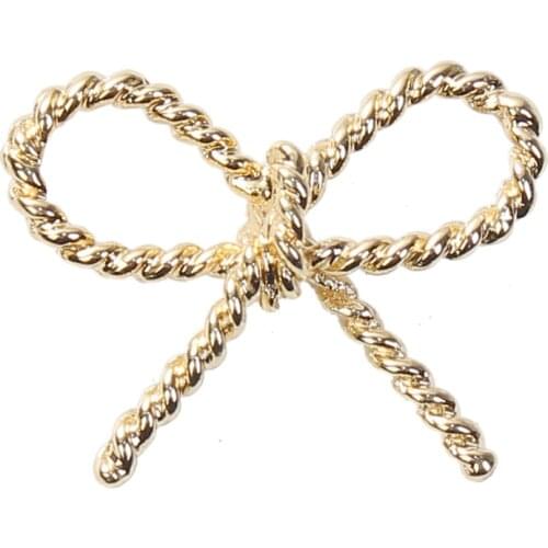 DoreenBeads New Zinc Based Alloy 3D Cable Twisted Connectors Bowknot Gold-Color Silver Color, 5PCs