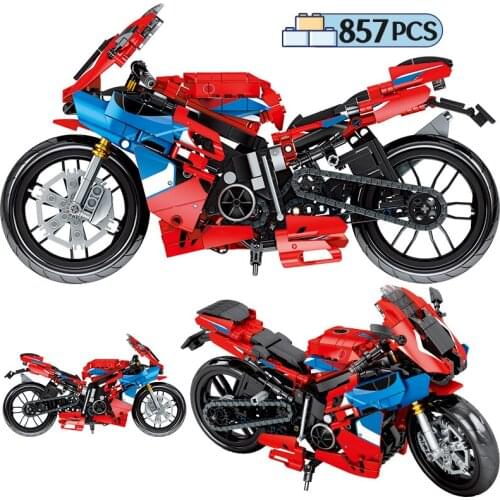 City Motorcycle MOC Vehicle Model Building Blocks Mechanical Racing Car Bricks Education Toys For Children Gift