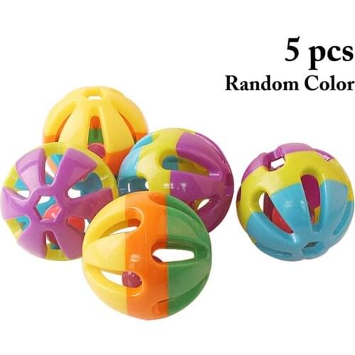 5Pcs/Set Cat Hollow Ball Toys Funny Cat Bell Interactive Toys Kitten Rattle Ball Pet Supplies Random Color Cat Favors