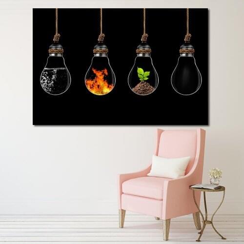 JQHYART The Light Bulb Wall Art Picture Home Decor Living Room Modern Canvas Print Art Painting No Frame On Canvas