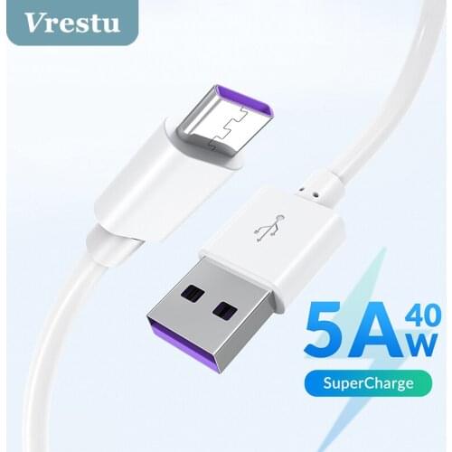 5A Supercharge Type C Cable for Samsung S20 S21 Quick Charger Fast Charging USB-C Type-C Wire for Xiaomi Redmi K30 Oneplus Cord