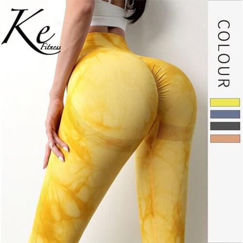 KE New leggings peach hip-lifting pants riding sports fitness clothes jacquard thin buttocks tie-dye yoga leggings women