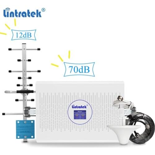 Lintratek 70dB + 12dB Signal Repeater 900 1800 Signal Booster GSM 2G 4G LTE 1800 Band 3 AGC Amplifier Internet Booter Powerful