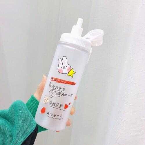 Cute Pacifier Glass Water Bottle With Straw Creative Personality Adult Baby Nipple Bottle Portable Cup Water Bottles For Girls b