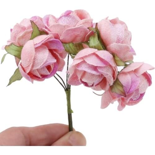 Mini Silk Tea Rose Bud Artificial Rose Flower Bouquet Scrapbooking Wedding Party Decoration DIY Handmade Fake Flowers Craft
