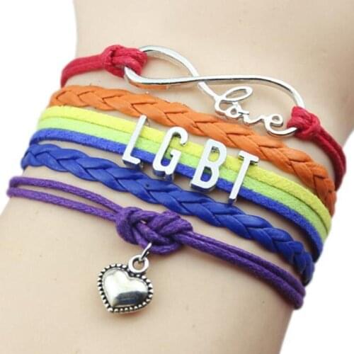 Gay Lesbian Multilayer Wrap Gay Pride LGBT Rainbow Bracelet Infinity Love Friendship Gifts Wedding Charms Personal Jewelry