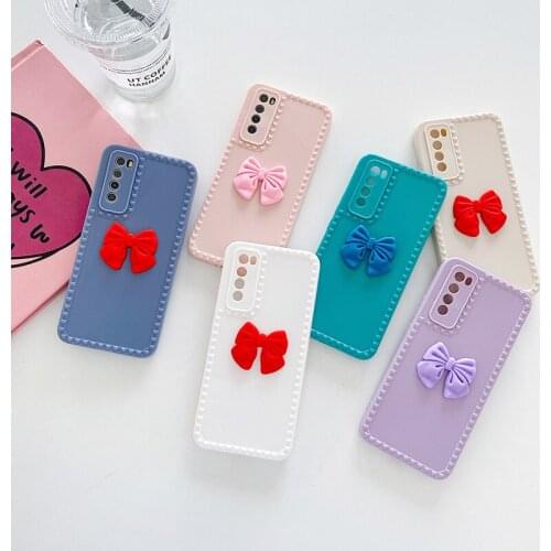3D Heart Bowknot Soft Case For Huawei P40 P30 Mate 40 30 Nova 7 8 Pro 7SE 6 TPU slim Cover Honor 20 30 Pro 8X Phone Case Shell