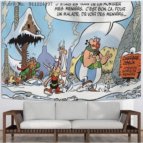 French comics Astérix le Gaulois Tapestry Wall Hanging 3D Print Cartoon Tapestries Wall Carpet Living Room Bedroom Home Decor