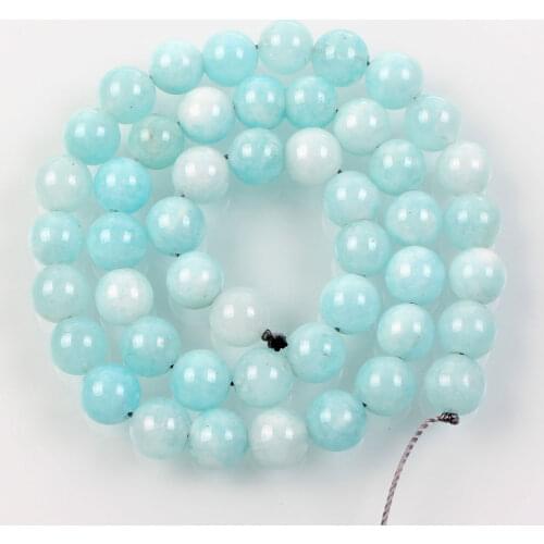 Natural Stone Beads Light Blue Marble Loose Beads for Jewelry Making Needlework DIY Bracelet Strand 4-12 MM
