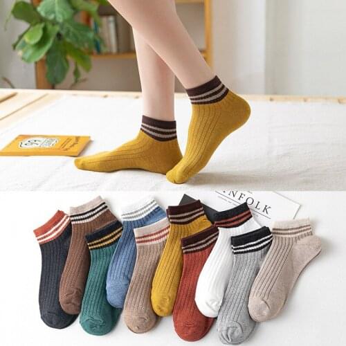 High Quality 10Pairs/lot New Women Socks Summer Parallel Bars Breathable Casual Striped Ladies Comfortable Boat Socks Cotton