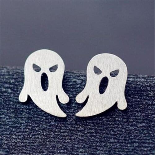 New Style Simple Pumpkin Ghost Stud Earrings Silver Plated Stud Earrings Women Hip Hop Party Jewelry Halloween Gifts