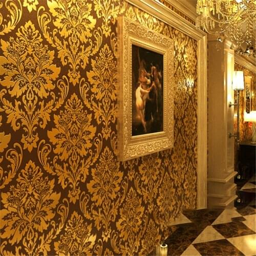 Beibehang papel de parede Golden Yellow Gold Red Restaurant Hotel KTV Wallpaper Wedding room golden three - dimensional