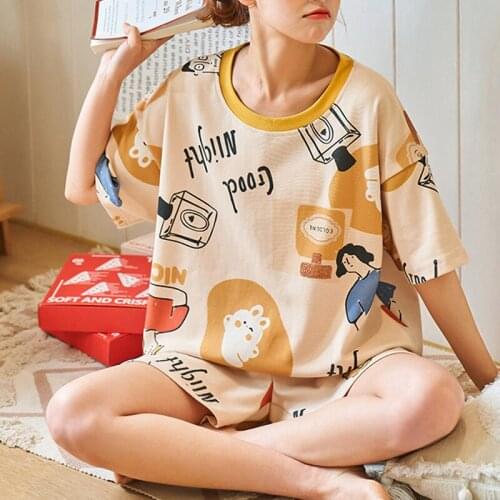 Sleepwear Lovely Home Suits Sexy Pyjama Girl Spring And Summer XL Short Sleeve Pajamas Set 2021 Women Pijamas Comfortable