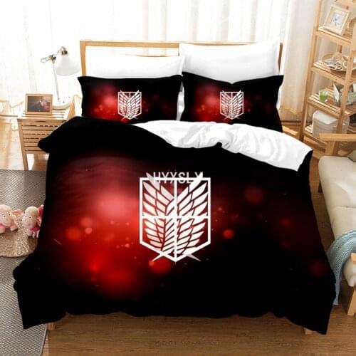 Japanese Anime Attack on Titan Bedding with Pillowcase for Kids Boys Twin Full Queen Super King Single Double Size Duvet Covers