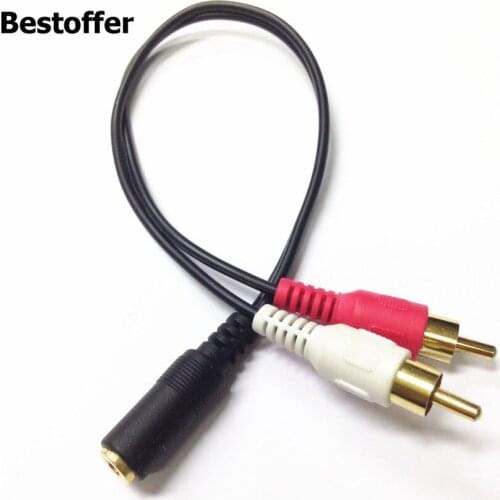 Gold Plated 3.5mm To 2RCA Cable Stereo Audio Adapter Y Splitter Cord For TV PC Earphone