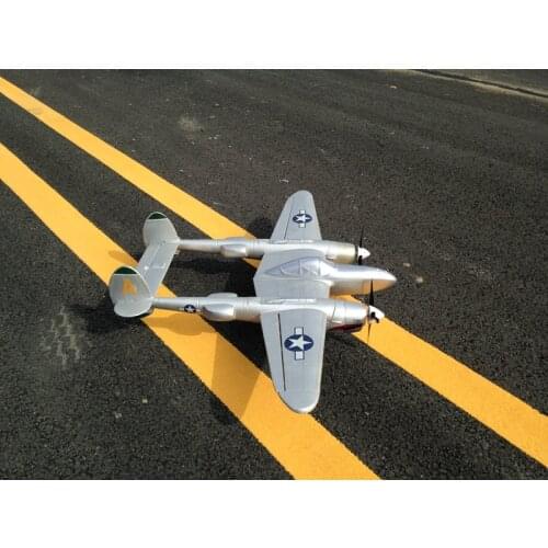 RC propeller aircraft 1.2m wingspan P38 P-38 EPO Twin motor silver