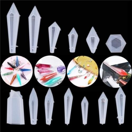 13pcs/set Crystal DIY Crystal Pendulum Epoxy Resin Molds Necklace Pendant UV Resin Transparent Silicone Mould Jewelry Makings