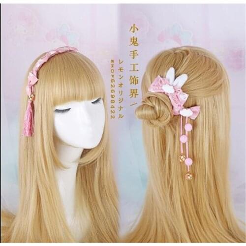 Handwork Venonat Kawaii Pink Rabbit flower Hairpin Cosplay Hair Accessories Japanese Sweet Lolita Vintage Hair clasp B525