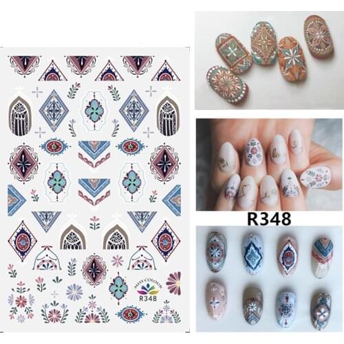 Self-adhesive 3D Stickers for Nails Flowers Mandala Nail Art Decorations Small Size Fashion Stickers Women Girl Nail Foil