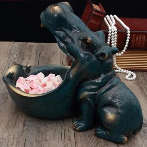 Hippopotamus Statue Home Decoration Resin Artware Sculpture Statue Decor Sundries Storage Desk Decoration Accessories Ornament