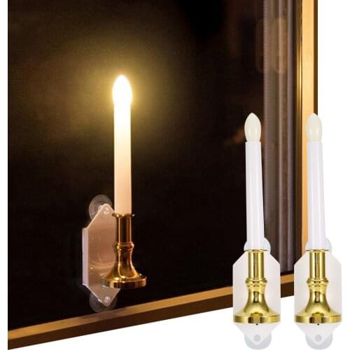 2pcs Warm White LED Solar Powered Candle Shape Light Waterproof Wall Window Lawn Lamp Nightlight Solar Candle Lamp