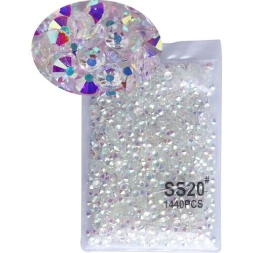 Swarovsky S3-SS30 Mix Sizes Crystal Clear AB Non Hotfix Flatback Rhinestones Nail Art Rhinestones For 3D Nail Art Decoration
